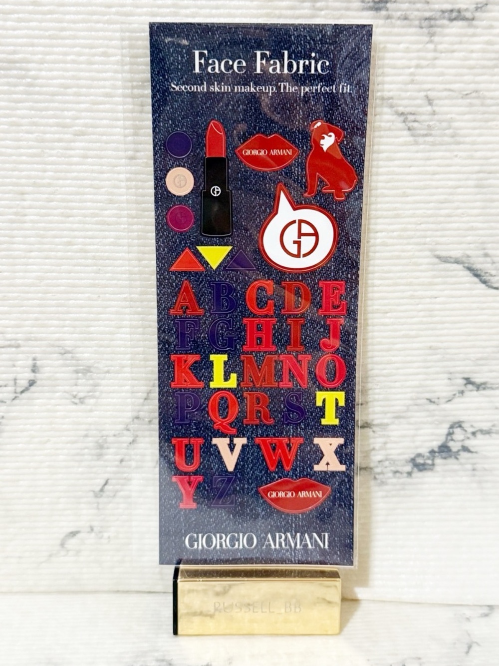 Giorgio Armani Beauty Sticker Sheet (Classic Logo, Lip Decals, Alphabet Letters)